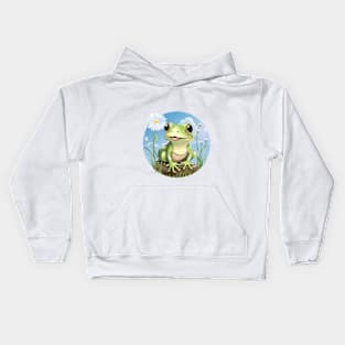 Frog Among The Dandelions Kids Hoodie